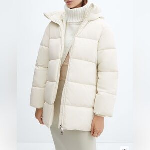XS Elegant Women's Off-White hood Puffer Coat